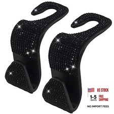 2 Pack Car Hooks, 2021 New Bling Rhinestones Crystal Hooks Car Black