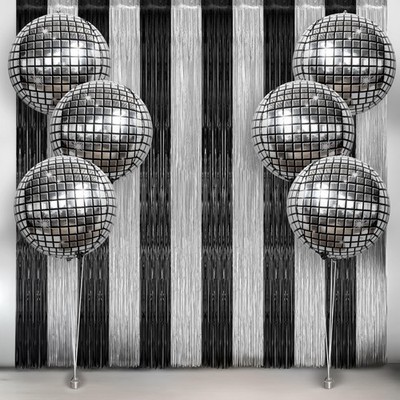 , Graduation Decorations Set - Big, Pack of 8 | 4D Disco Ball Balloons with B...