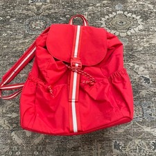 Freshly Picked Red Nylon Backpack Diaper Bag Drawstring Flap Adjustable Straps
