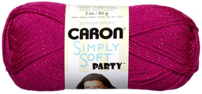 3er Pack Caron Simply Soft Partygarn - Fuchsia Glitzer H97PAR-2