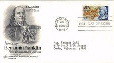 Interphil 1976 Official FDC Honoring Benjamin Franklin Scott 1690