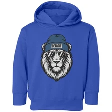 Detroit Fans Inspired -Lion Beanie And Shades Design Toddler Hooded Sweatshirt