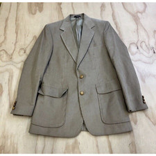 Vintage 1970s Haggar Tan Corduroy Blazer Suit Jacket Size 38 Made In USA