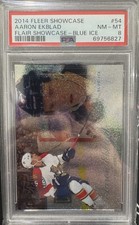 2014-15 Fleer Showcase Flair Row 0 Rookies Blue Ice /99 Aaron Ekblad #54 PSA 8