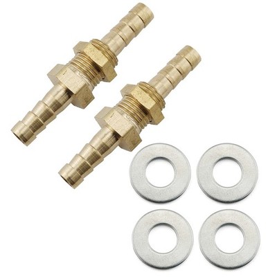 RLECS Hex Bulkhead Straight Fitting 2PCS Hose Barb 48.8x6.2mm, Brass
