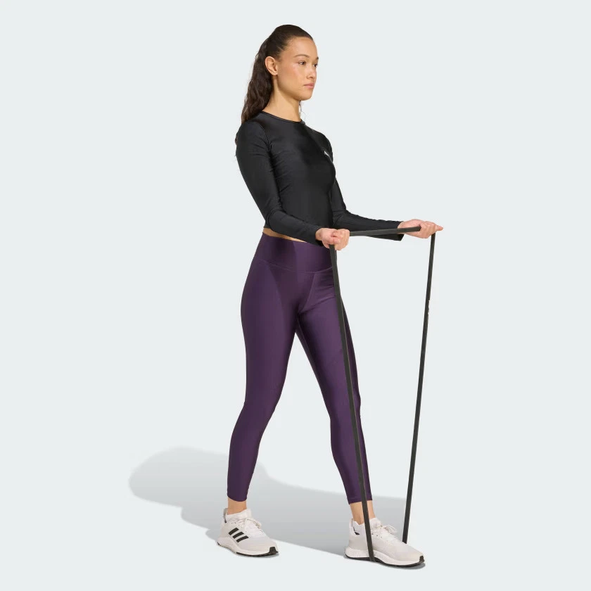 Camisa de manga larga brillante Adidas Workout Essentials para mujer Foto 3 de 4