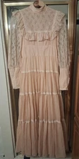 vintage 70s GUNNE SAX Maxi Dress VICTORIAN Lace COTTAGECORE Sz S - M