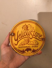 YELLOWSTONE PORCELAIN SIGN NATIONAL PARK SERVICE EST 1872 RV CAMPING ROUTE 66 AD