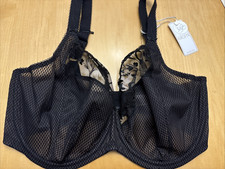 elomi Charley Black 38K j-hook lace trim u/w Bra NWT