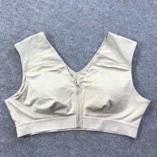 Tommie Copper Sports Bra Womens 3XL Beige Compression Zip Front Shoulder Support