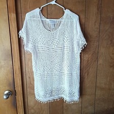 Fashion Avenue White Mesh Crochet Cover Up To...