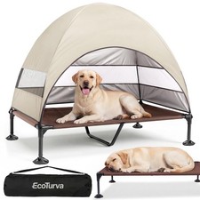 Elevated Dog Bed with Canopy - 3-Sided UV Protection Pet Tent with Wider Shad...