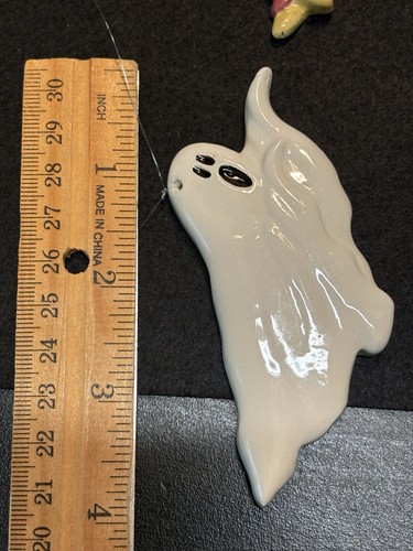 Vintage 90er handbemalt Keramik Halloween Windspiel Spukhaus Fledermäuse *WIE BESEHEN* - Bild 17 von 21