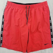 Nike Swim Shorts Mens XL Red Logo Tape Elastic Waist Lined Drawstring Pockets