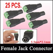 25pc CCTV CAMERA DC Female Power Jack Connector Plug Adapter LED strip 2.1x5.5mm