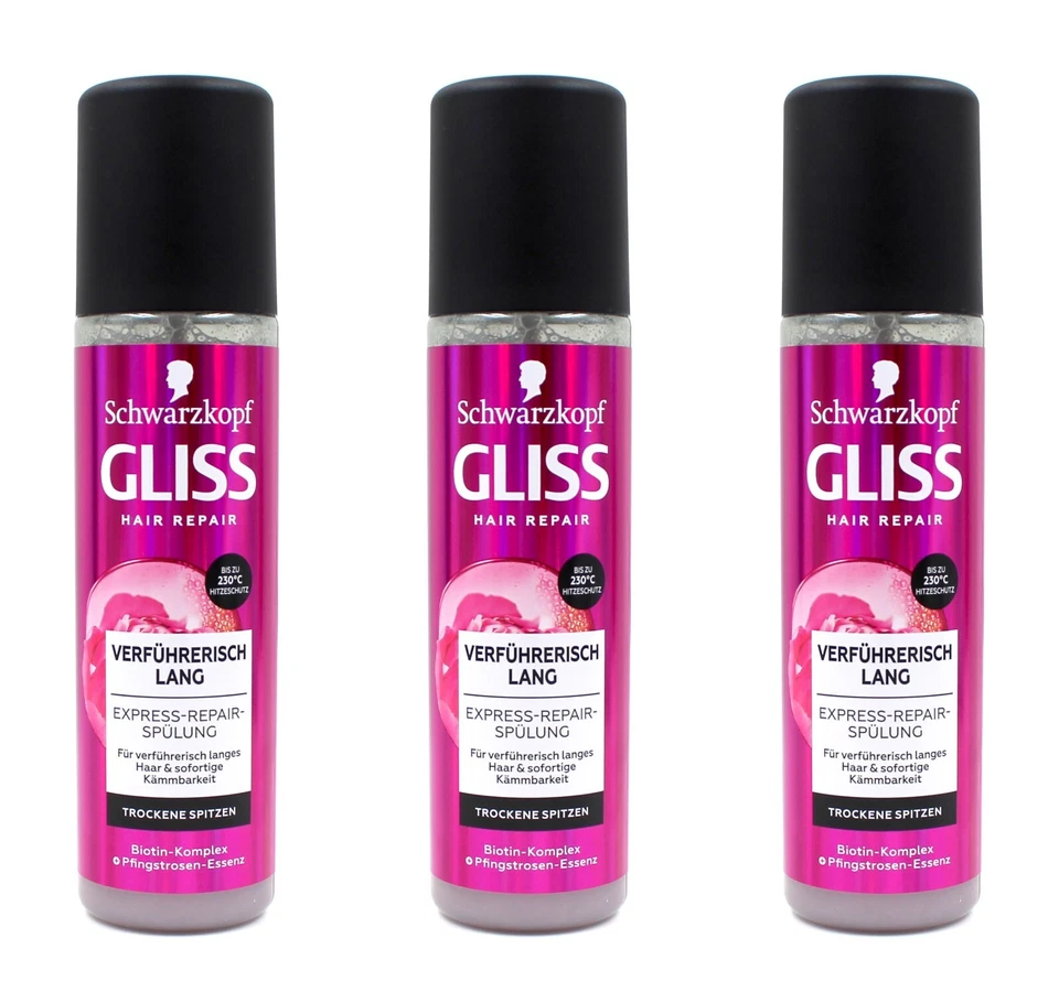 GLISS KUR Gliss Hair Repair Verführerisch Lang Express-Repair-Spülung , 3x200ml EA339680