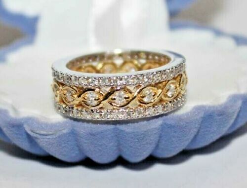 1/5 Carat Diamond Wedding Band Ring - 10K Rose Gold Bezel Set Diamond Ring - View #10