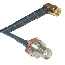 RFC195 RP-SMA MALE ANGLE to BNC FEMALE BIG BULKHEAD Coax RF Cable USA-Ship Lot