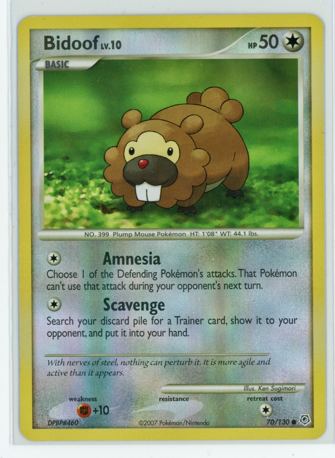 Bidoof 70/130 Reverse Holo Diamond & Pearl Pokemon TCG - NM!