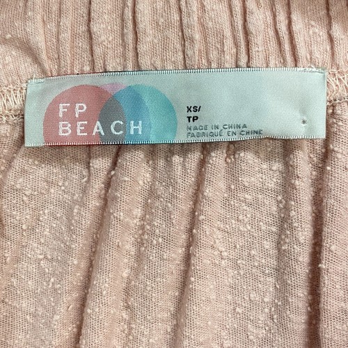 Free People FP Beach Maxi Skirt Womens XS Linen Textured Coastal Pink Buttons - Picture 6 of 13