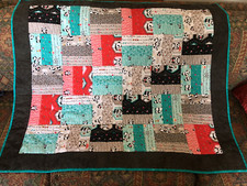 Panda Baby Quilt Rail Fence 36"x41" Quilt Shop Cotton Fabric Handmade New  6276