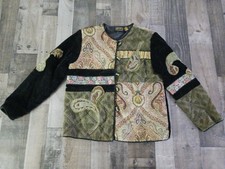 Vintage Julia Ken Color Block Quilted Embroidered Jacket Carpet Tapestry Medium