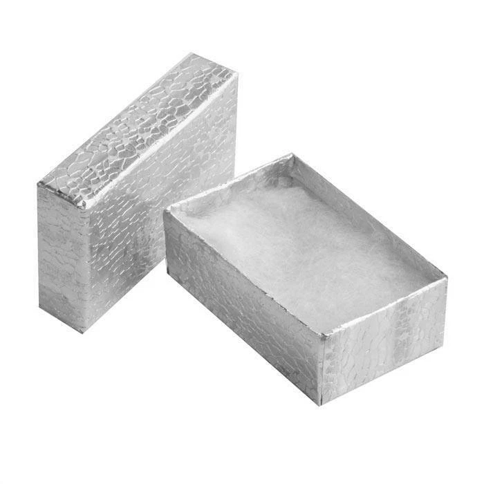 100 Silver Foil Cotton Filled Boxes Jewelry Gift Box 2-5/8" x 1-1/2" x 1" - Image 3 of 4