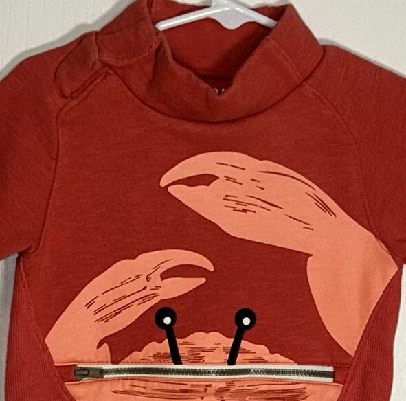 Sudadera Original Niño Bebé Niño 12M Naranja Cangrejo con Cremallera Boca Bolsillo Frontal Foto 3 de 4