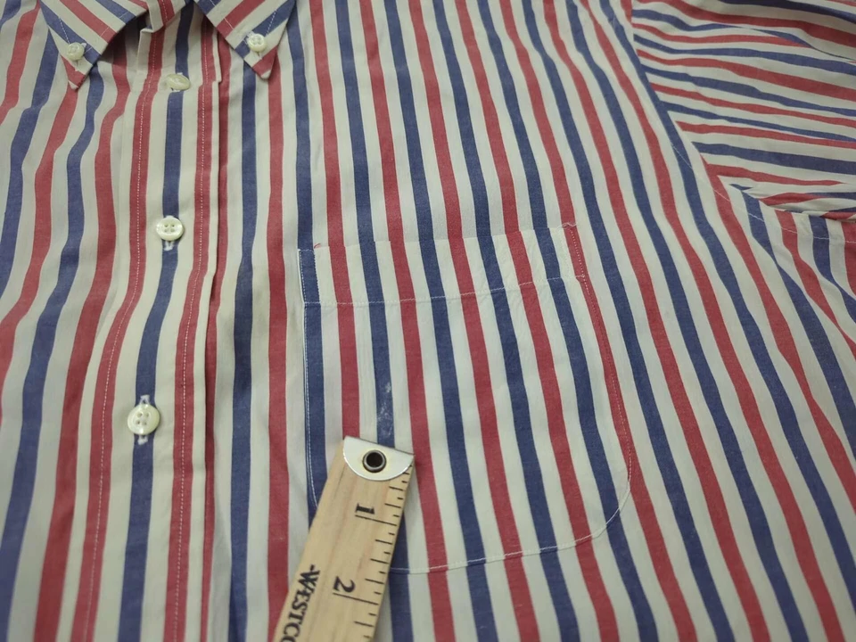 Camisa con botones Bullock & Jones para hombre XXL a rayas manga larga hecha en EE. UU. Foto 3 de 4