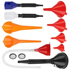 10Pcs Plastic Long Neck/Snap Funnel/Flexible Right Angle/Wide Mouth Fuel Funnels