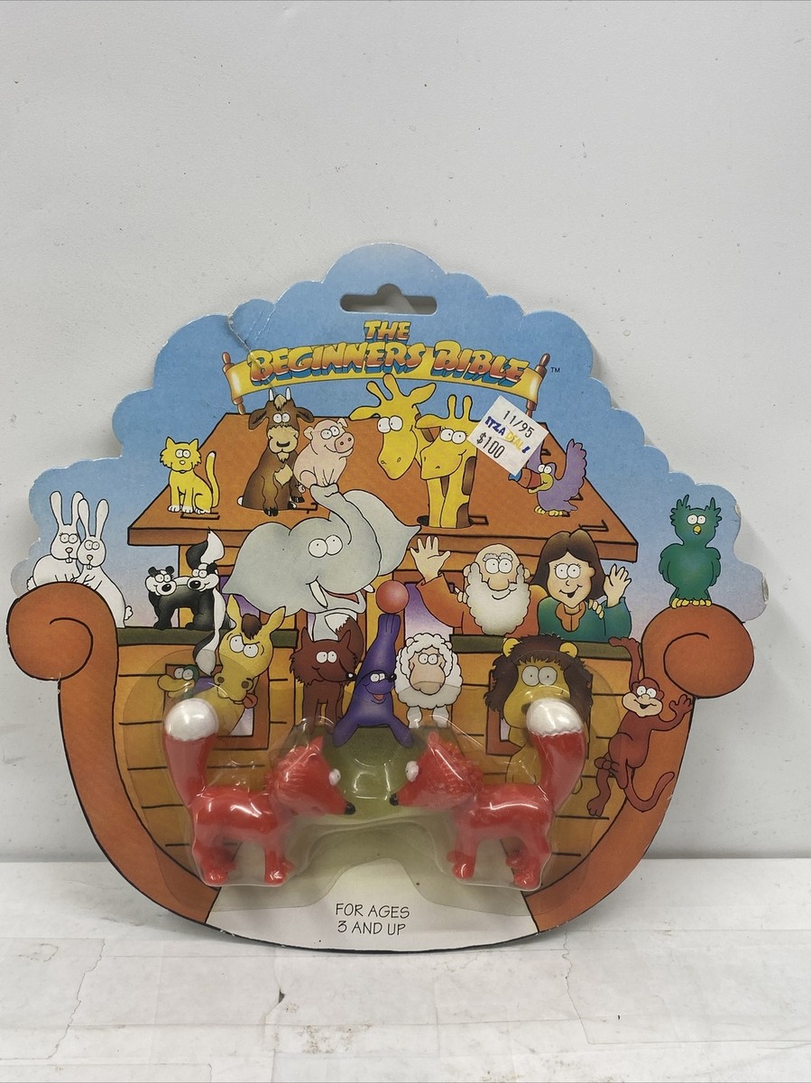 1994 Vintage Noahs Ark Beginners Bible 2 Fox Action Figures New