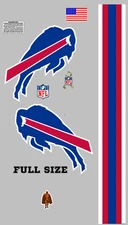 BUFFALO BILLS FULL SIZE FOOTBALL HELMET DECALS WITH STRIPE 8 mil
