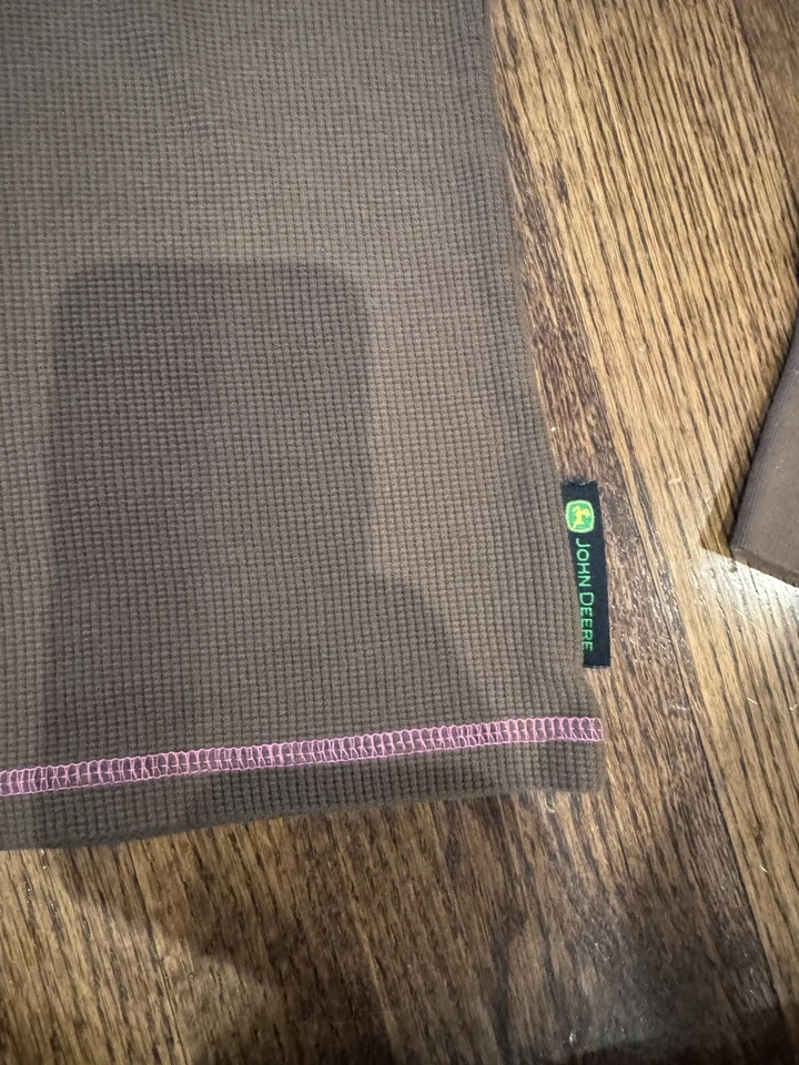 John Deere Tractors Girls Youth Thermal Long Sleeve Shirt Hoodie Size 3/5 - Image 3 of 4