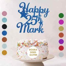 Personalised Cake Topper, Custom Age & Name, Happy Birthday Party Glitter Topper