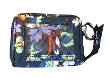 Vera Bradley RFID Petite Zip Around Floral Bursts Wallet- blue red yellow white