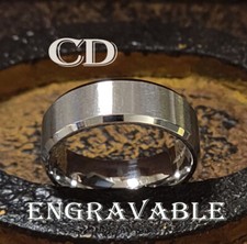 Personalized Engraved Men's Traditional Silver Wedding Ring Band