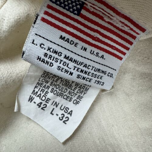 Vintage Pointer Brand Overalls White Denim 42x32 USA Workwear Men’s - Picture 3 of 7