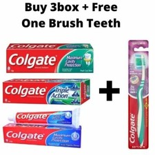 3Box Colgate Triple Action Toothpaste Maximum Cavity Protection Free Toothbrush