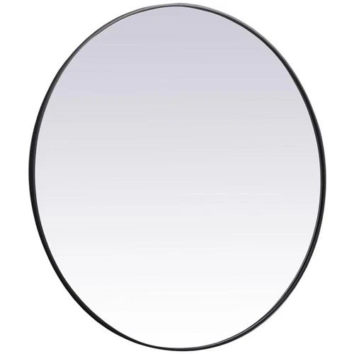 Elegant Decor Eternity 45" Round Mid Century Metal Frame Mirror in Black - Picture 3 of 7