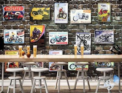 3D Retro Motorbike Motorcycle Poster Wall Paper Mural Prints Rumpus Decal Decor