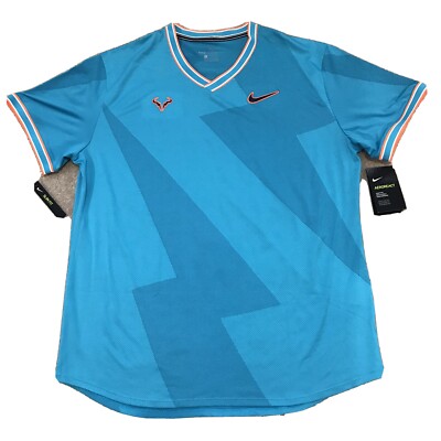 Nike Court AeroReact Rafa Nadal Mens SS Tennis Top Blue AQ7660-433 Size  Small 192499107251 | eBay