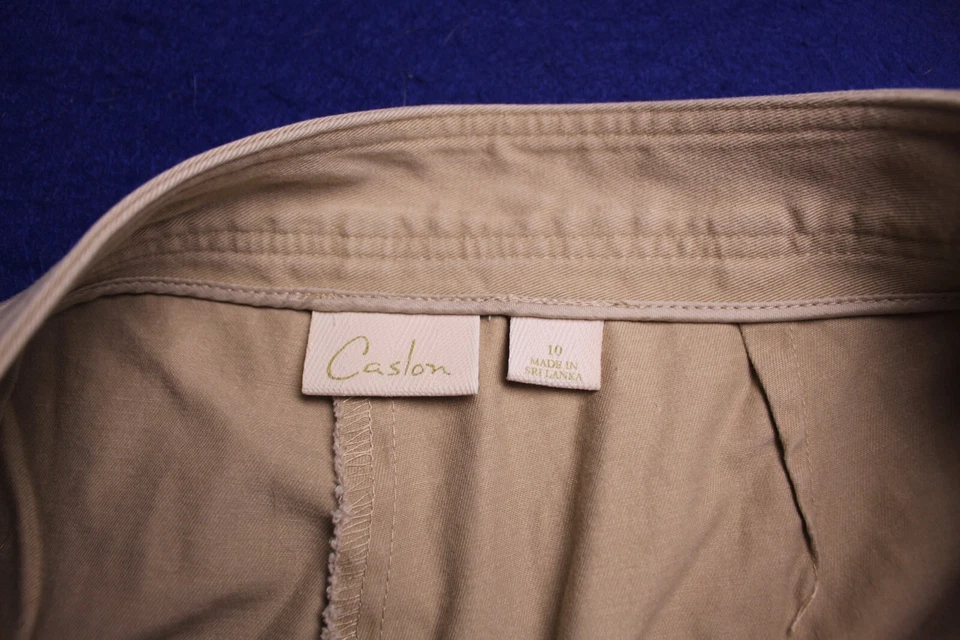 PANTALONES CORTOS CASLON mujer talla 10 mediano caqui beige tiro alto 100% algodón frente plano Foto 3 de 4
