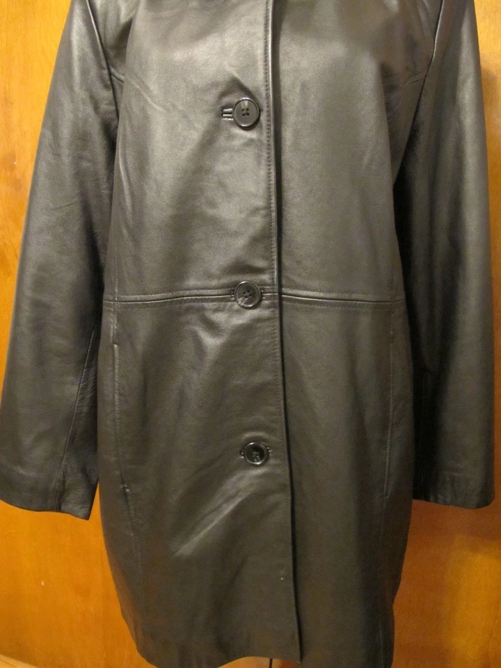 Женская черная куртка из натуральной кожи Jaclyn Smith пальто размер большой - Изображение 3 из 4