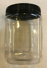 60oz Square Jar Canister Container Clear Plastic Twist Lid Multiuse Storage Arts