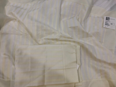 $540 Anichini Quagliotti Italy NWT (3pc) St Shams 100% Cotton Cream Stripes