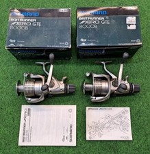 2× Shimano Baitrunner Aero GTE 8000B Free Spool Reels + Original Box! carp fishing tench