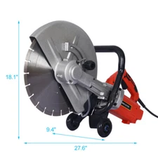 14" Wet/Dry Electric Cut Off Saw Concrete Saw Cutter Guide Roller with blade