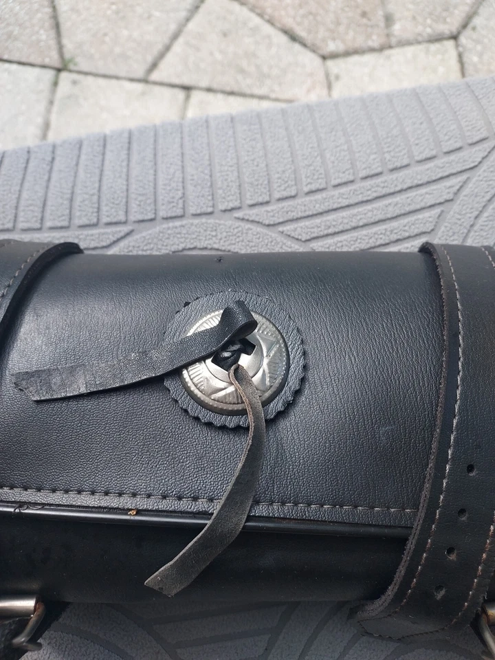 工具卷 Harley Sportster Softail Chopper Bobber Indian Dyna Honda Blk 皮革 — 第 2/4 张图片