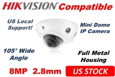 Ⲏіkvіsіon Compatible 8MP 105° Wide Angle POE Mini IP Camera 2.8mm W/Mic