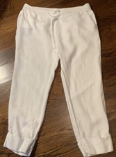 Standard James Peres 3 L White 100 Linen Cuffed Draw Waist Pants W Pockets